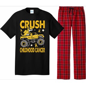 Crush Childhood Cancer Awareness Monster Truck Dinosaur Gift Pajama Set