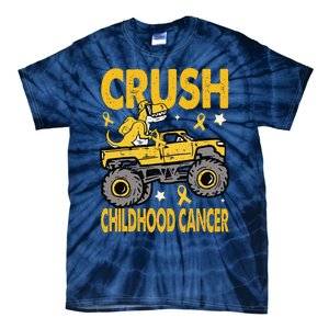 Crush Childhood Cancer Awareness Monster Truck Dinosaur Gift Tie-Dye T-Shirt