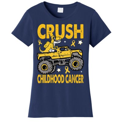 Crush Childhood Cancer Awareness Monster Truck Dinosaur Gift Women's T-Shirt