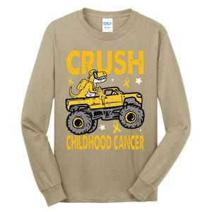 Crush Childhood Cancer Awareness Monster Truck Dinosaur Gift Tall Long Sleeve T-Shirt