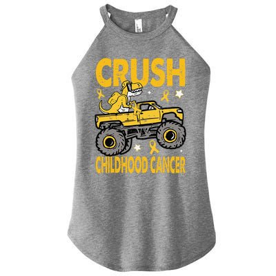 Crush Childhood Cancer Awareness Monster Truck Dinosaur Gift Women’s Perfect Tri Rocker Tank