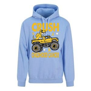 Crush Childhood Cancer Awareness Monster Truck Dinosaur Gift Unisex Surf Hoodie