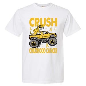 Crush Childhood Cancer Awareness Monster Truck Dinosaur Gift Garment-Dyed Heavyweight T-Shirt