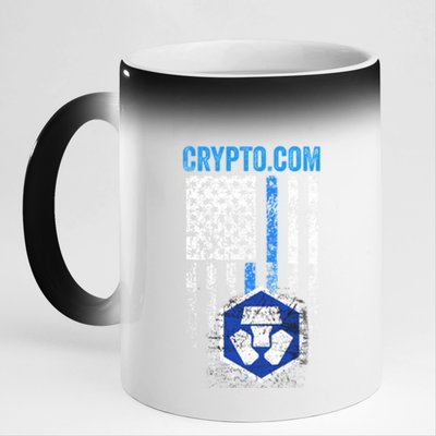 Crypto Com Coin With American Flag 11oz Black Color Changing Mug