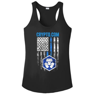 Crypto Com Coin With American Flag Ladies PosiCharge Competitor Racerback Tank