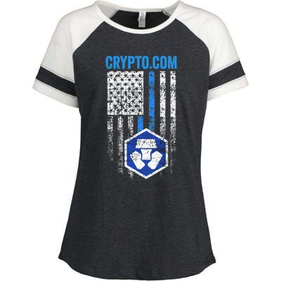 Crypto Com Coin With American Flag Enza Ladies Jersey Colorblock Tee