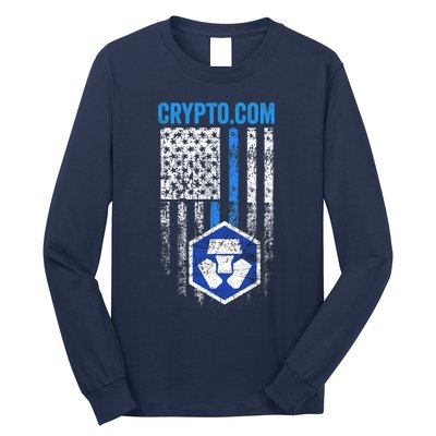 Crypto Com Coin With American Flag Long Sleeve Shirt