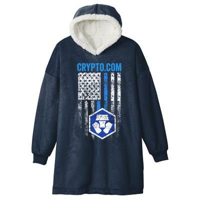 Crypto Com Coin With American Flag Hooded Wearable Blanket