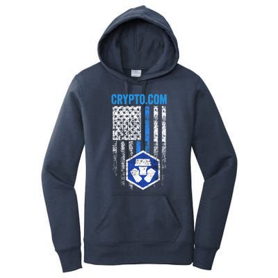 Crypto Com Coin With American Flag Women's Pullover Hoodie