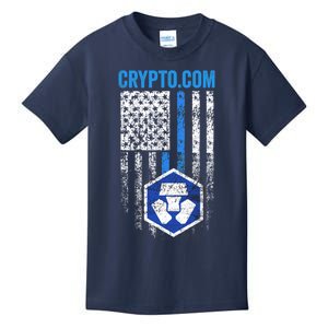 Crypto Com Coin With American Flag Kids T-Shirt