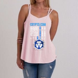 Crypto Com Coin With American Flag Women's Strappy Tank