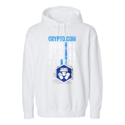 Crypto Com Coin With American Flag Garment-Dyed Fleece Hoodie