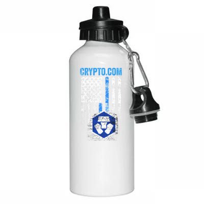 Crypto Com Coin With American Flag Aluminum Water Bottle