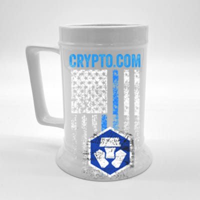 Crypto Com Coin With American Flag Beer Stein