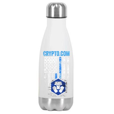 Crypto Com Coin With American Flag Stainless Steel Insulated Water Bottle