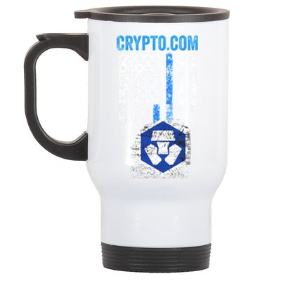 Crypto Com Coin With American Flag Stainless Steel Travel Mug