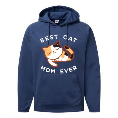 Cute Calico Cat Mom Best Kitty Mother Ever Gift Performance Fleece Hoodie