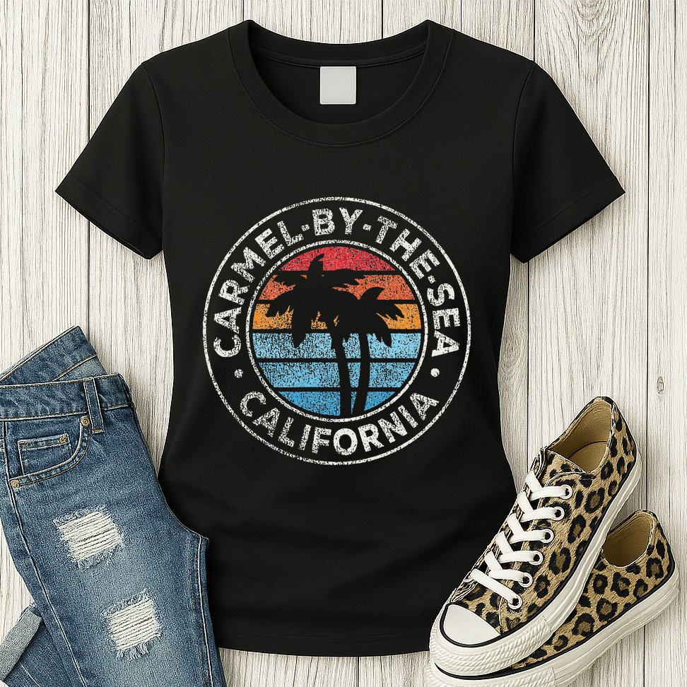 Carmel California Ca Vintage Graphic Retro 70s Womens T-Shirt