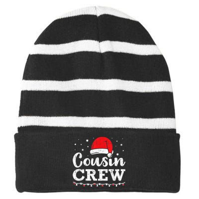 Christmas cousin crew Striped Beanie with Solid Band