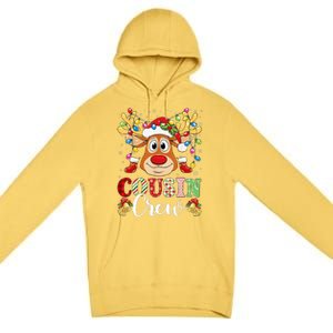 Christmas Cousin Crew Reindeer Santa Hat Lightsns Premium Pullover Hoodie