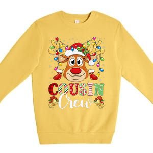 Christmas Cousin Crew Reindeer Santa Hat Lightsns Premium Crewneck Sweatshirt