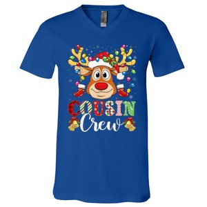 Christmas Cousin Crew Reindeer Santa Hat Lightsns V-Neck T-Shirt