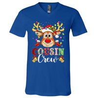 Christmas Cousin Crew Reindeer Santa Hat Lightsns V-Neck T-Shirt