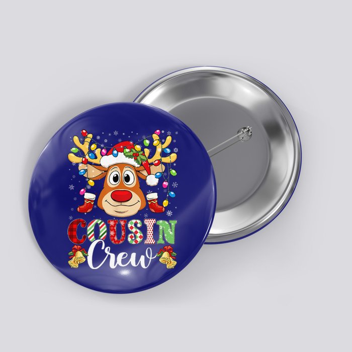 Christmas Cousin Crew Reindeer Santa Hat Lightsns Button