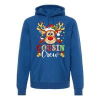 Christmas Cousin Crew Reindeer Santa Hat Lightsns Premium Hoodie