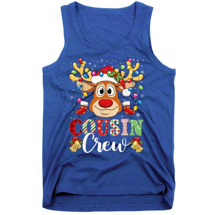 Christmas Cousin Crew Reindeer Santa Hat Lightsns Tank Top