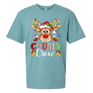 Christmas Cousin Crew Reindeer Santa Hat Lightsns Sueded Cloud Jersey T-Shirt