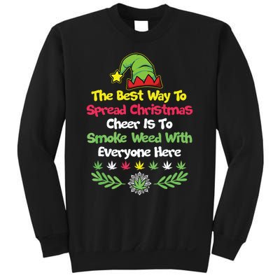 Cannabis Christmas Cheer Elf Funny Holiday Marijuana Sweatshirt