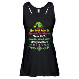 Cannabis Christmas Cheer Elf Funny Holiday Marijuana Ladies Essential Flowy Tank