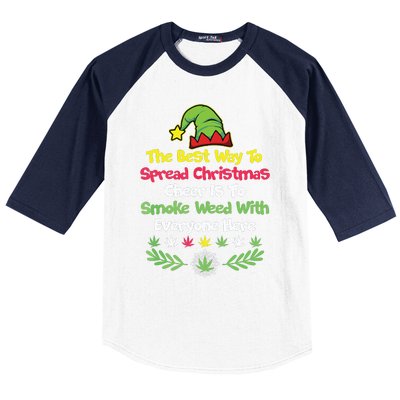 Cannabis Christmas Cheer Elf Funny Holiday Marijuana Baseball Sleeve Shirt