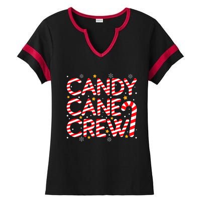 Candy Cane Crew Christmas Candy Cane Xmas Pajamas Ladies Halftime Notch Neck Tee