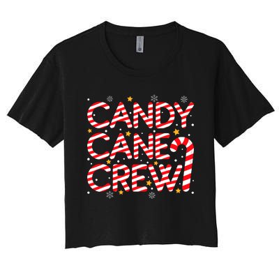 Candy Cane Crew Christmas Candy Cane Xmas Pajamas Women's Crop Top Tee