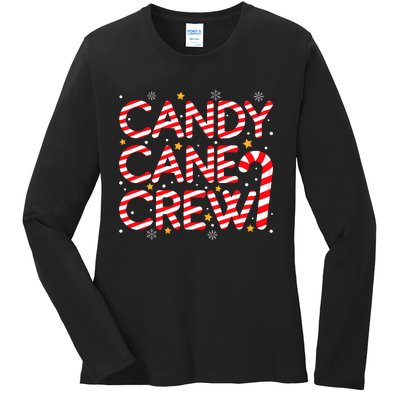 Candy Cane Crew Christmas Candy Cane Xmas Pajamas Ladies Long Sleeve Shirt