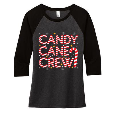 Candy Cane Crew Christmas Candy Cane Xmas Pajamas Women's Tri-Blend 3/4-Sleeve Raglan Shirt