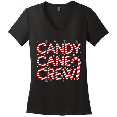 Candy Cane Crew Christmas Candy Cane Xmas Pajamas Women's V-Neck T-Shirt