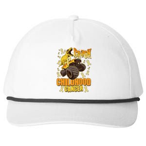 Crush Childhood Cancer Trex Dinosaur Monster Truck Wear Yellow Gold Snapback Five-Panel Rope Hat