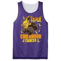 Crush Childhood Cancer Trex Dinosaur Monster Truck Wear Yellow Gold Mesh Reversible Basketball Jersey Tank