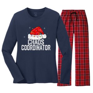 Chaos Coordinator Christmas Funny Family Matching Group Xmas Women's Long Sleeve Flannel Pajama Set 