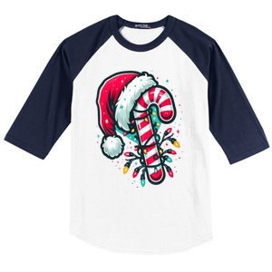 Candy Cane Crew Christmas Lights Family Matching Xmas Baseball Sleeve Shirt