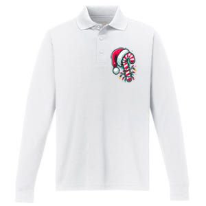 Candy Cane Crew Christmas Lights Family Matching Xmas Performance Long Sleeve Polo