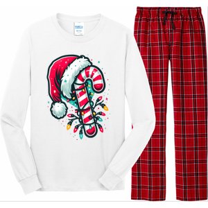 Candy Cane Crew Christmas Lights Family Matching Xmas Long Sleeve Pajama Set