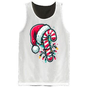 Candy Cane Crew Christmas Lights Family Matching Xmas Mesh Reversible Basketball Jersey Tank