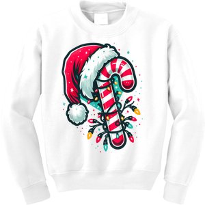 Candy Cane Crew Christmas Lights Family Matching Xmas Kids Sweatshirt