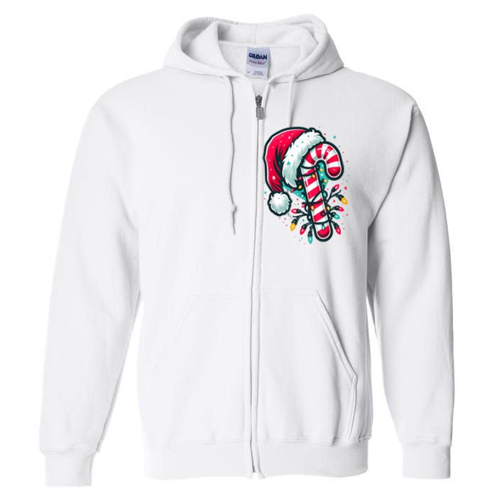 Candy Cane Crew Christmas Lights Family Matching Xmas Full Zip Hoodie