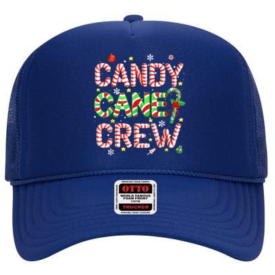 Candy Cane Crew Christmas Candy Love Funny Family Pajama High Crown Mesh Back Trucker Hat