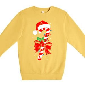 Christmas Candy Cane Boy Girl Women Pajamas Premium Crewneck Sweatshirt